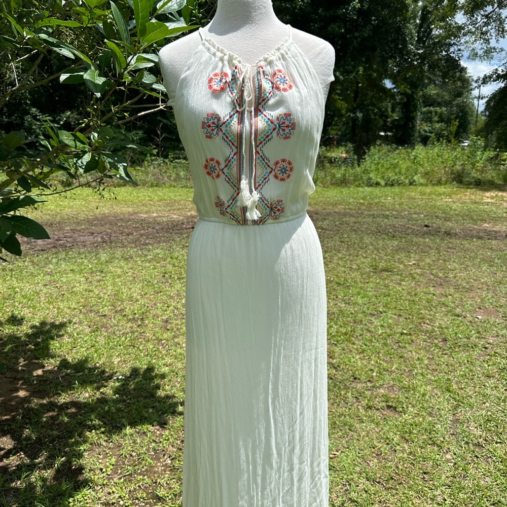 Embroidered Ivory Maxi Dress